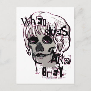 when skies are grey skeleton postcard