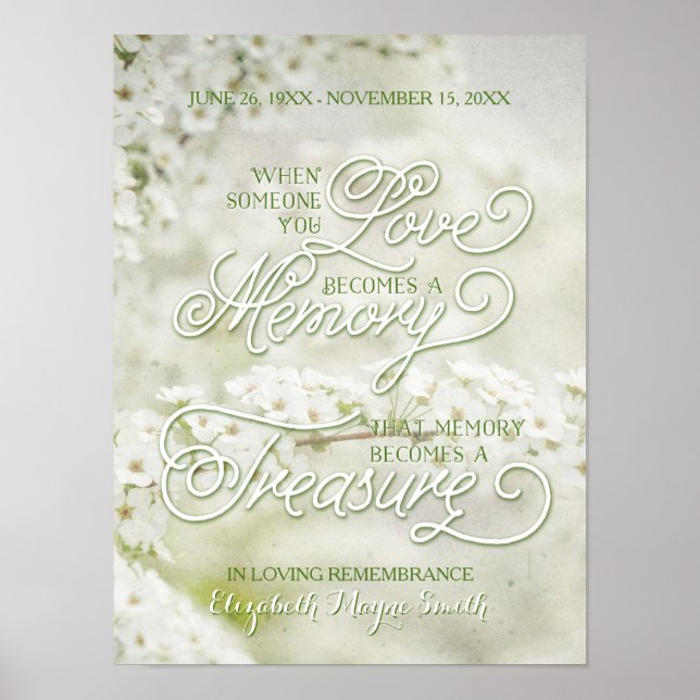 When Someone You Love Becomes a Treasured Memory Poster (Front)