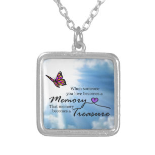 When someone you love, butterfly silver plated necklace