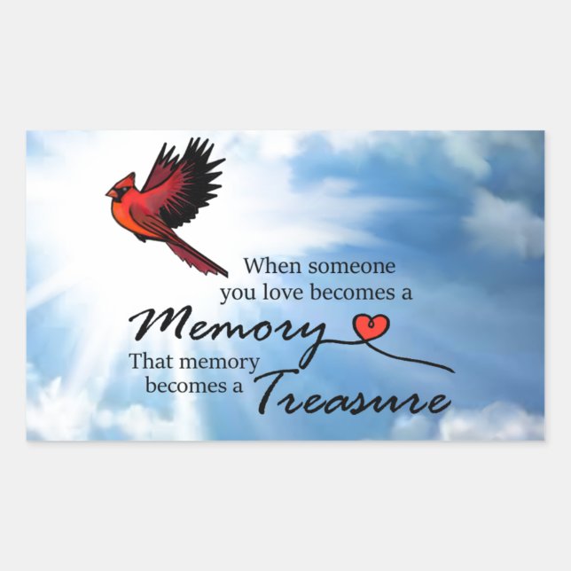 When someone you love, Cardinal Rectangular Sticker (Front)