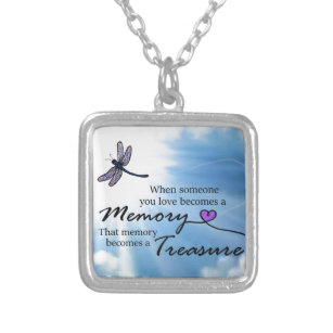 When someone you love, dragonfly silver plated necklace