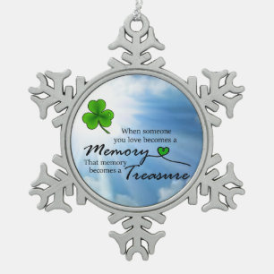 When someone you love, Shamrock Snowflake Pewter Christmas Ornament