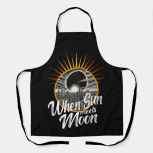 When Sun Meets Moon, Black and White Eclipse Apron