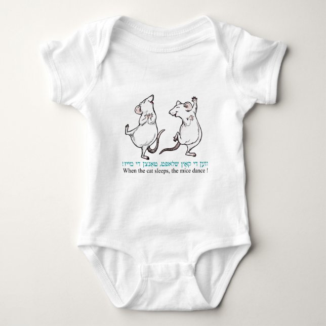 " When the cat sleeps, the mice dance" Baby Bodysuit (Front)