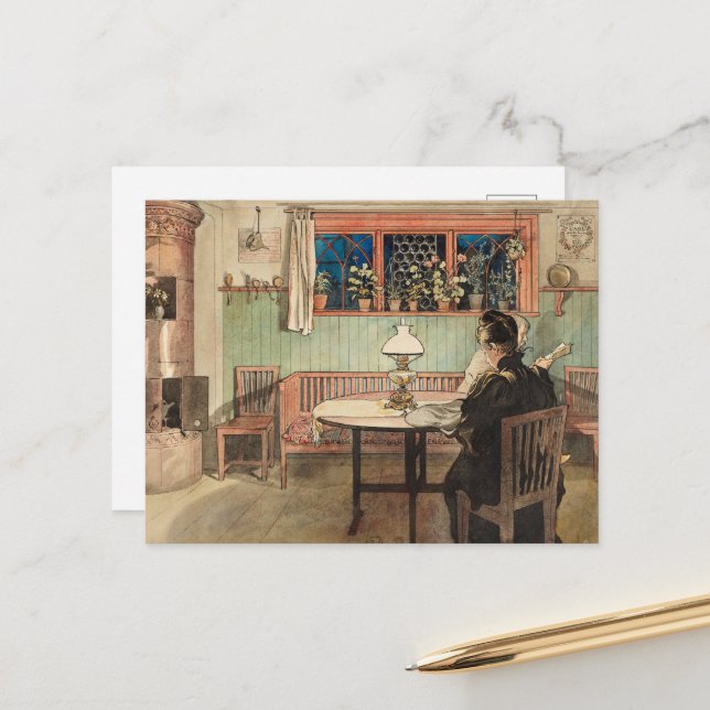 When the Children have Gone to Bed by Carl Larsson Holiday Postcard (Front/Back In Situ)