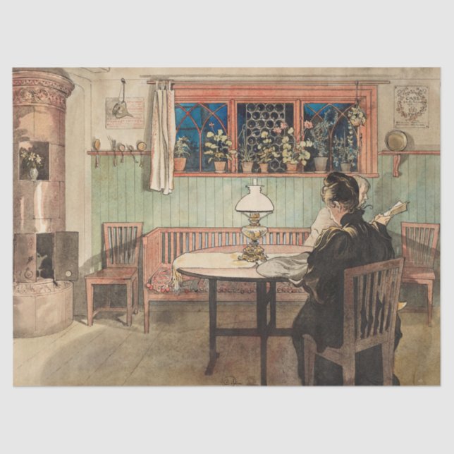 When the Children have Gone to Bed by Carl Larsson Tissue Paper (Front)
