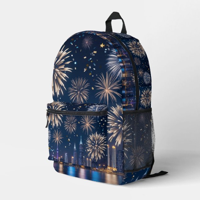 When the Lights Begin to Fall Printed Backpack (Back Corner Right)