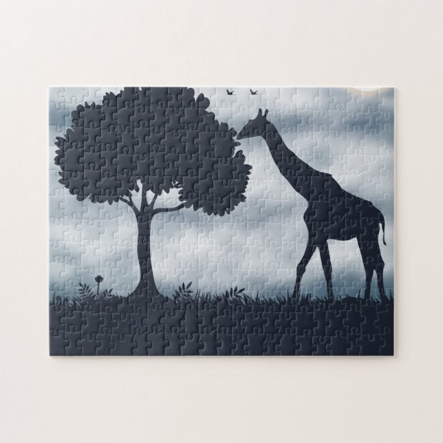 When the Moon Whispers to the Giraffe Jigsaw Puzzle (Horizontal)