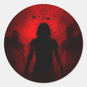 When the Night Screams in Red Classic Round Sticker