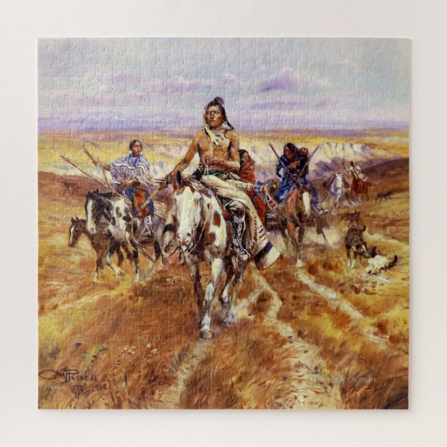 “When the Plains Were His” by Charles M Russell Jigsaw Puzzle (Vertical)