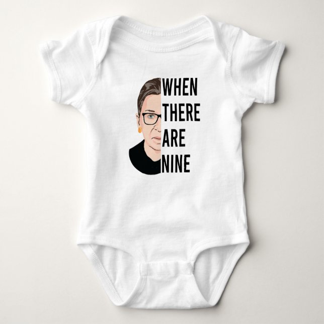 When There Are Nine - RGB, Ruth Bader Ginsburg Baby Bodysuit (Front)