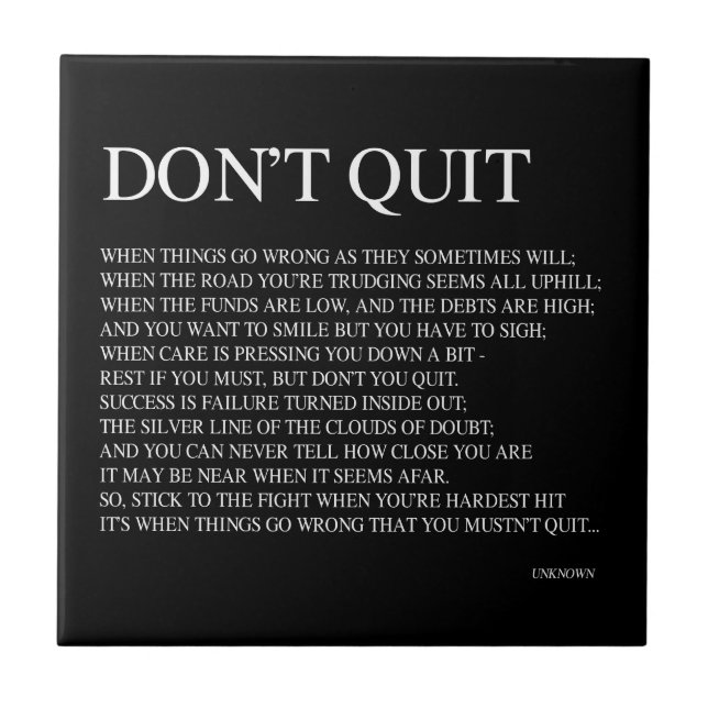 WHEN THINGS GO WRONG AS THEY SOMETIMES WILL QUOTE CERAMIC TILE (Front)