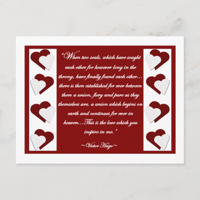 When Two Souls... Victor Hugo Quote Postcard (Front)