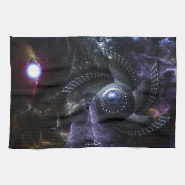 When Universes Collide Fractal Art Kitchen Towel (Horizontal)