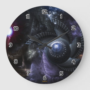 When Universes Collide Fractal Art Wall Clock