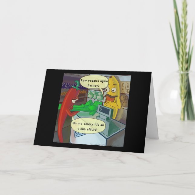 When Vegetables Shop Comic Greetingcard Thank You Card (Front)