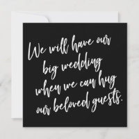 When We Can Hug Black Postponed Wedding Card