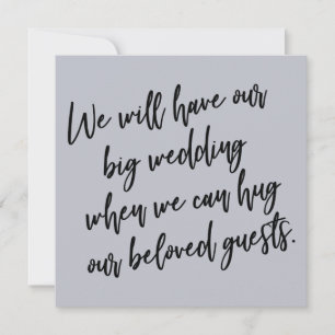 When We Can Hug Dusty Blue Postponed Wedding Card