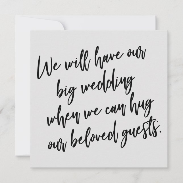When We Can Hug Grey Postponed Wedding Card (Front)