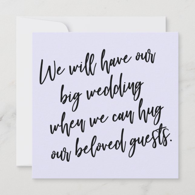 When We Can Hug Lavender Postponed Wedding Card (Front)