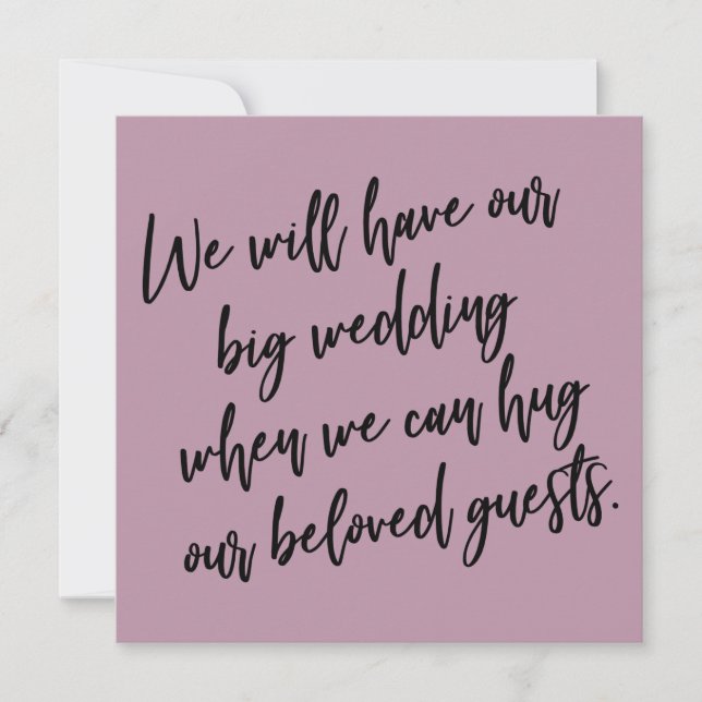 When We Can Hug Mauve Postponed Wedding Card (Front)