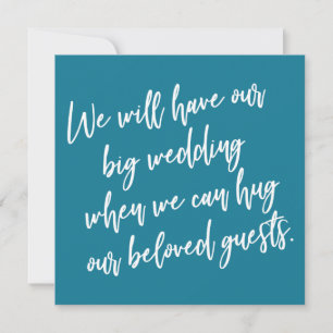 When We Can Hug Mosaic Blue Postponed Wedding Card