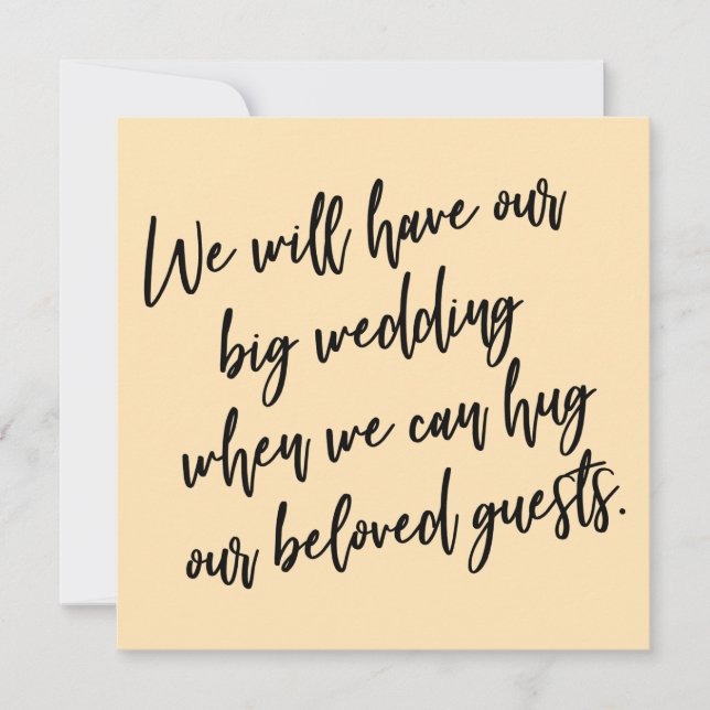 When We Can Hug Peach Postponed Wedding Card (Front)