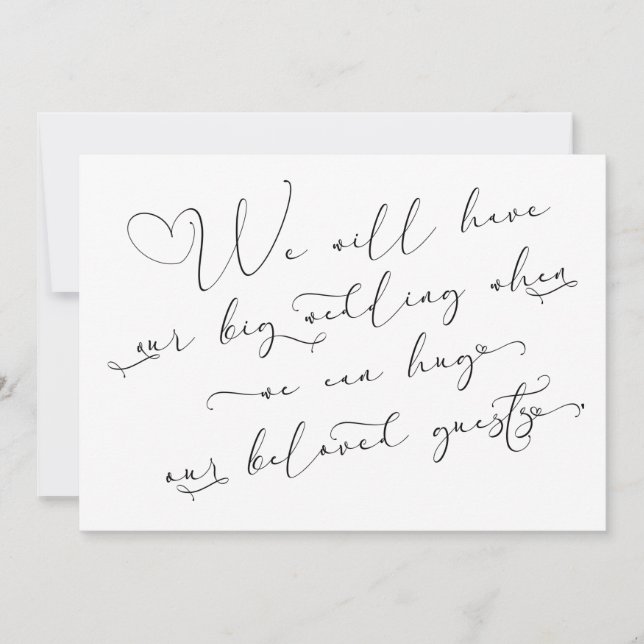 When We Can Hug Postponed Wedding White Card (Front)