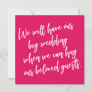 When We Can Hug Raspberry Postponed Wedding Card