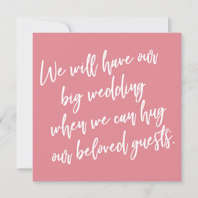 When We Can Hug Strawberry Postponed Wedding Card (Front)