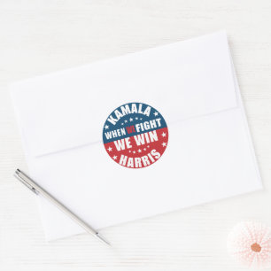 When We Fight We Win 2024 Kamala Harris USA Classic Round Sticker