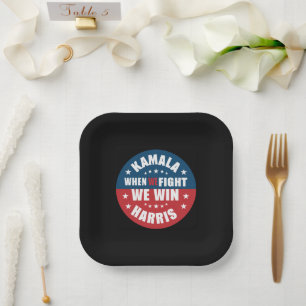 When We Fight We Win 2024 Kamala Harris USA  Paper Plate
