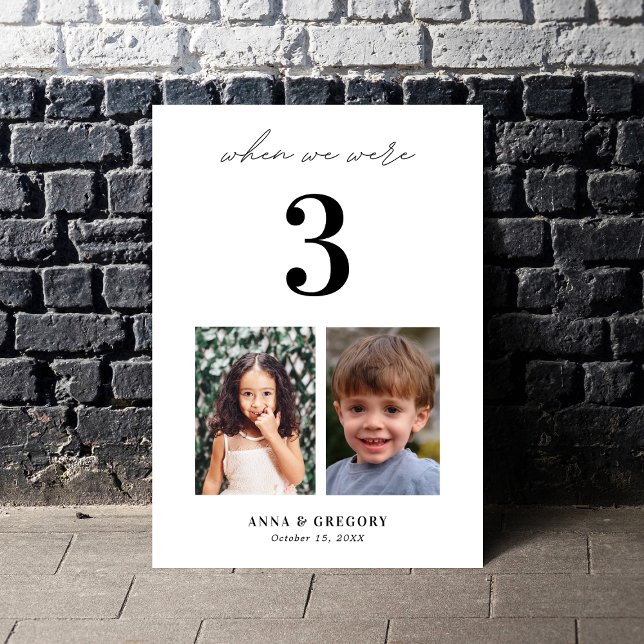 When We Were 3 Childhood Photos 5x7 Table Number (Creator Uploaded)