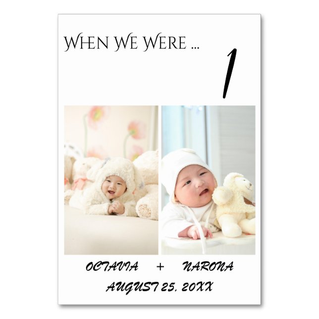 When We Were Age Photo Table Number (Front)