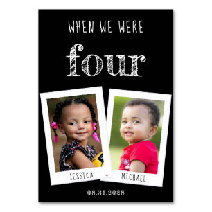 When We Were Age Photos Black White Chalk Wedding Table Number