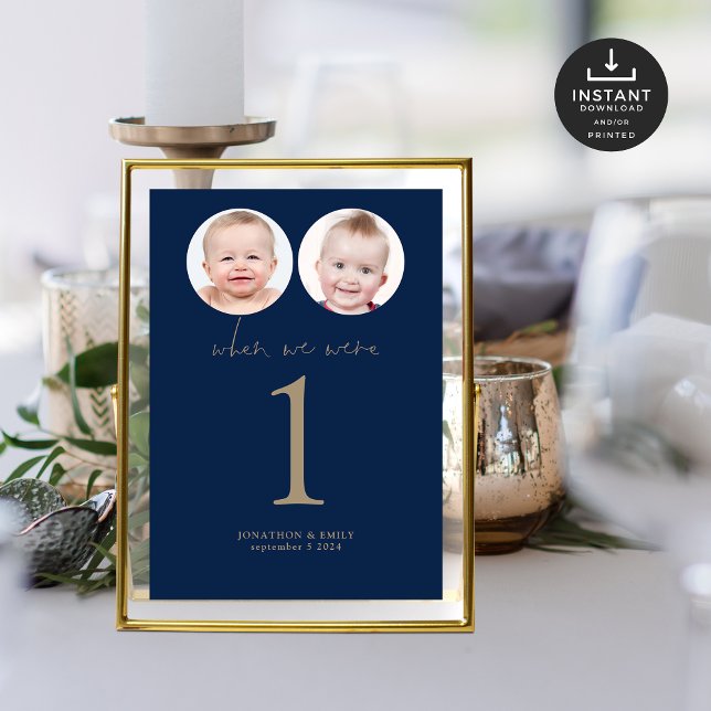 When We Were Age Photos Wedding Table No Navy Gold Invitation (Creator Uploaded)