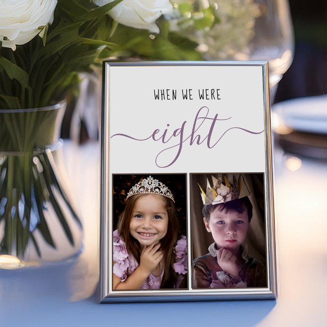 When We Were Eight Script Childhood Photos Wedding Table Number (Creator Uploaded)