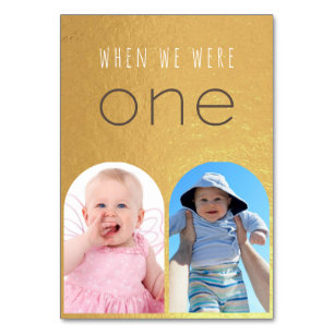 When We Were One Faux Gold Photo Arch Wedding Table Number