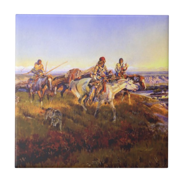 “When White Men Turn Red” by Charles M Russell Ceramic Tile (Front)