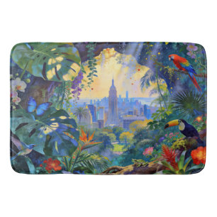 When Wildlife Watches Manhattan – A Cityscape Bath Mat