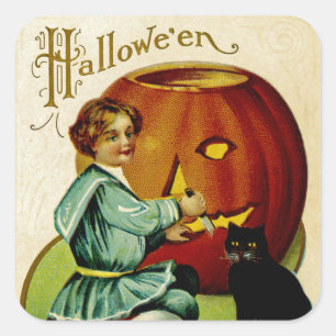 When Witches Abound at Halloween Square Sticker
