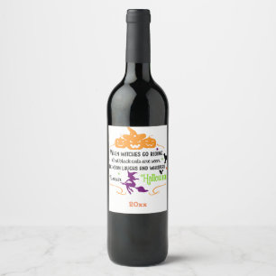 "When Witches go Boo..." Halloween Party Wine Label