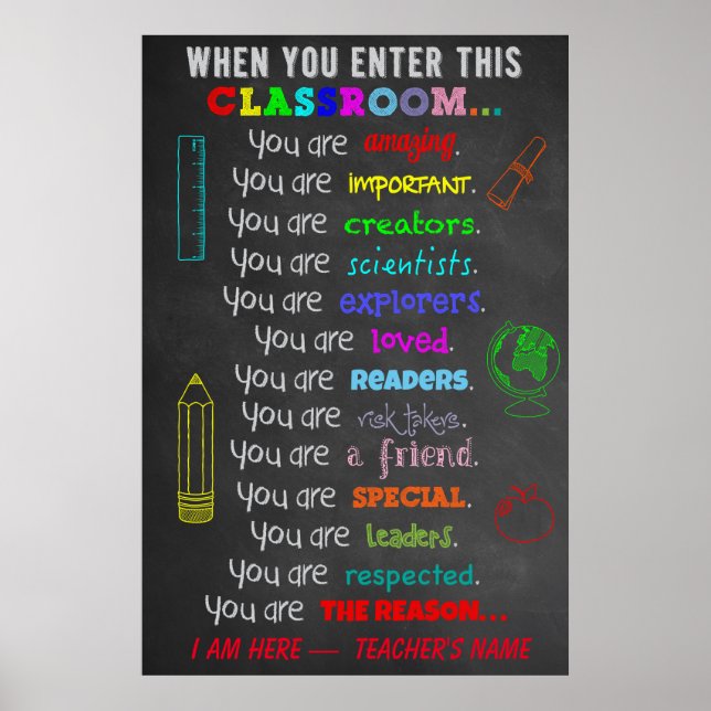 When You Enter This Classroom Rules Teacher Gift Poster (Front)