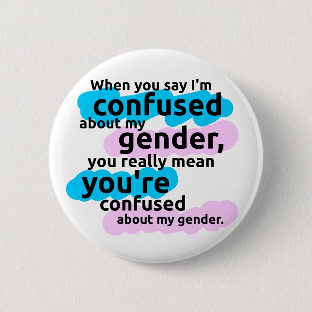 When you say I'm confused about my gender... 6 Cm Round Badge (Front)