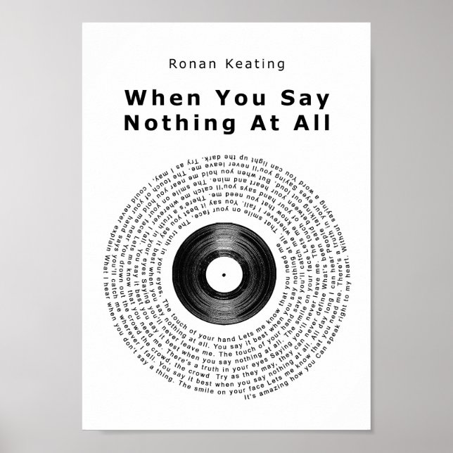 When You Say Nothing At All Vinyl Record Song Poster (Front)