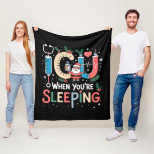 When You're Sleeping Funny ICU Nurse Christmas Fleece Blanket