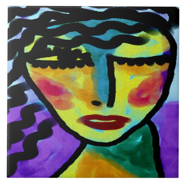 Whenever Abstract Digital Painting  Ceramic Tile (Front)