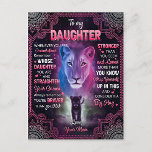 Whenever U Feel Overwhelmed Lion Mum To Daughter  Postcard