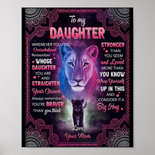 Whenever U Feel Overwhelmed Lion Mum To Daughter Poster