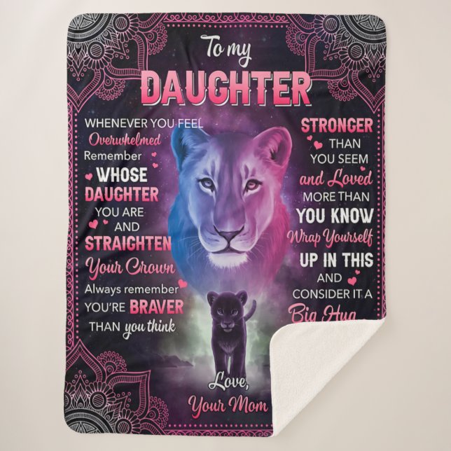 Whenever U Feel Overwhelmed Lion Mum To Daughter  Sherpa Blanket (Front)